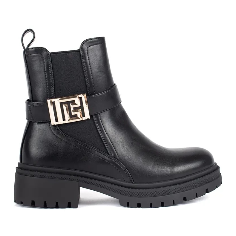 Seastar Botines clásicos negros con tira decorativa. Seastar Botines clásicos negros con tira decorativa.