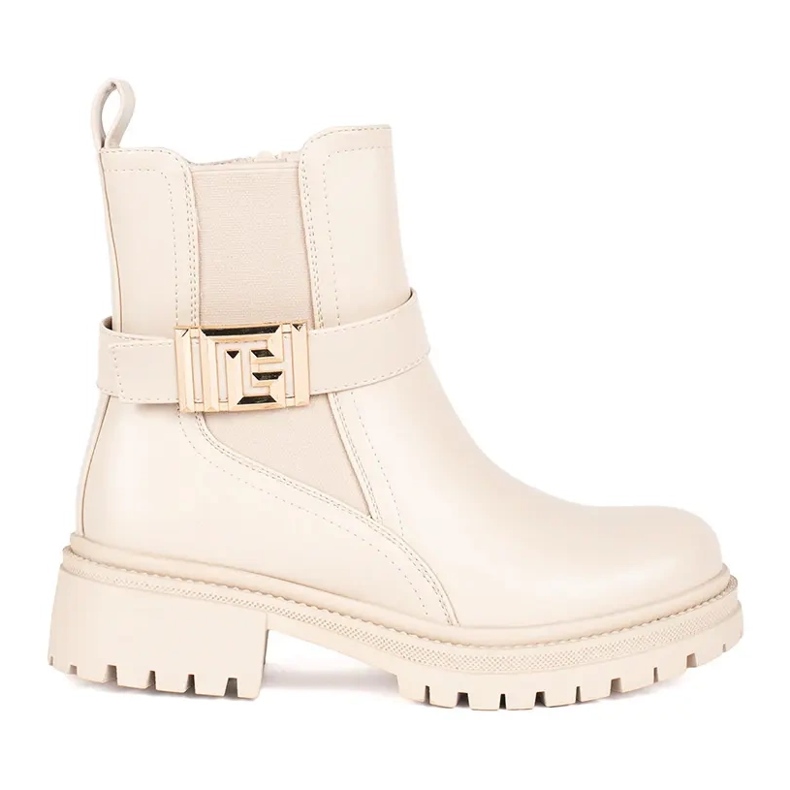 Seastar Botines clásicos color crema con tira decorativa beige Seastar Botines clásicos color crema con tira decorativa beige
