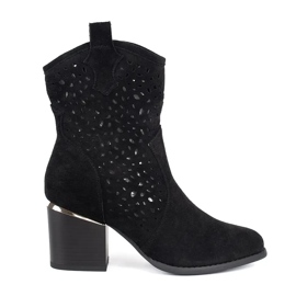 Seastar Botas cowboy negras caladas con tacón alto negro