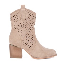 Seastar Botas cowboy caladas beige con tacón alto