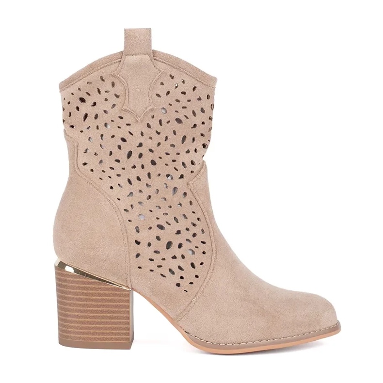 Seastar Botas cowboy caladas beige con tacón alto