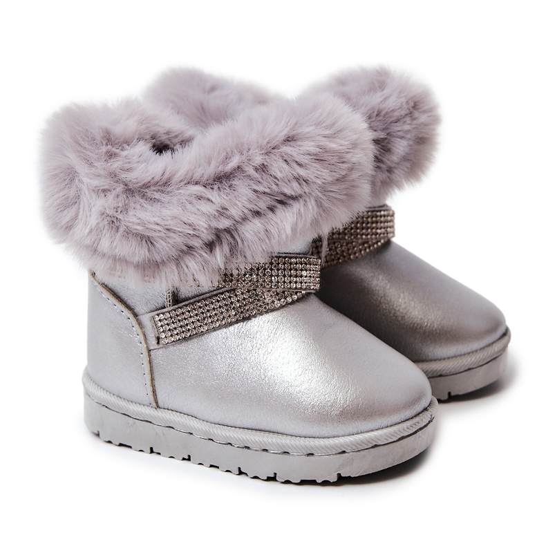 Botas de nieve para niños Hollee plateadas con circonitas cúbicas plata Botas de nieve para niños Hollee plateadas con circonitas cúbicas plata