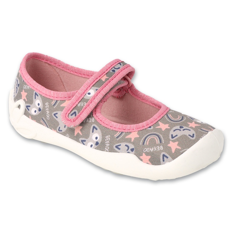 Pantuflas infantiles befado con velcro 114X543 gris/rosa