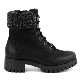Olivier Botas de piel para mujer, botas de invierno con aislamiento, 330BB, negro