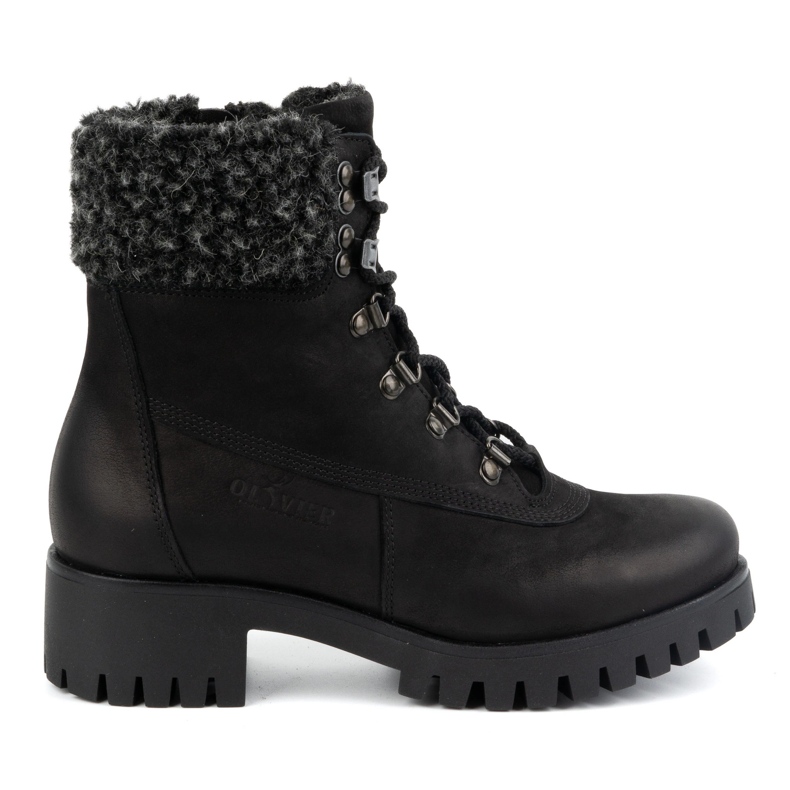 Olivier Botas de piel para mujer, botas de invierno con aislamiento, 330BB, negro