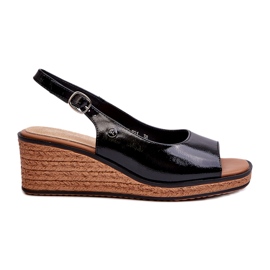 Sandalias Mujer Charol Cuña Sergio Leone SK301 Negro