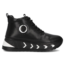 Filippo DBT4214/24 Bk Wh Botas con plataforma de piel, negro