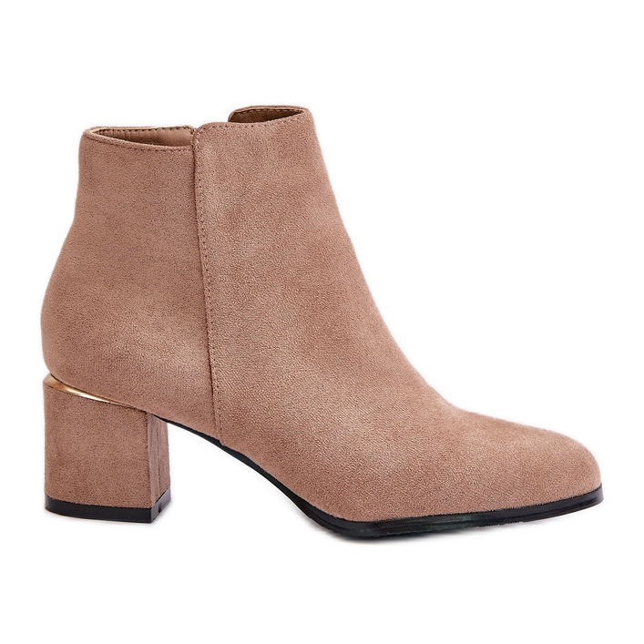 Botines Tacón Alto Ante Eco Cierre Cremallera, Sairis Beige Oscuro