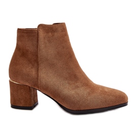 Botines Tacón Alto Ante Eco Cierre Cremallera Sairis Camel marrón