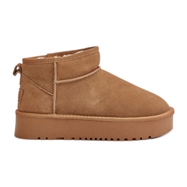 Botas de nieve de piel ante con plataforma Camel Nereviana beige