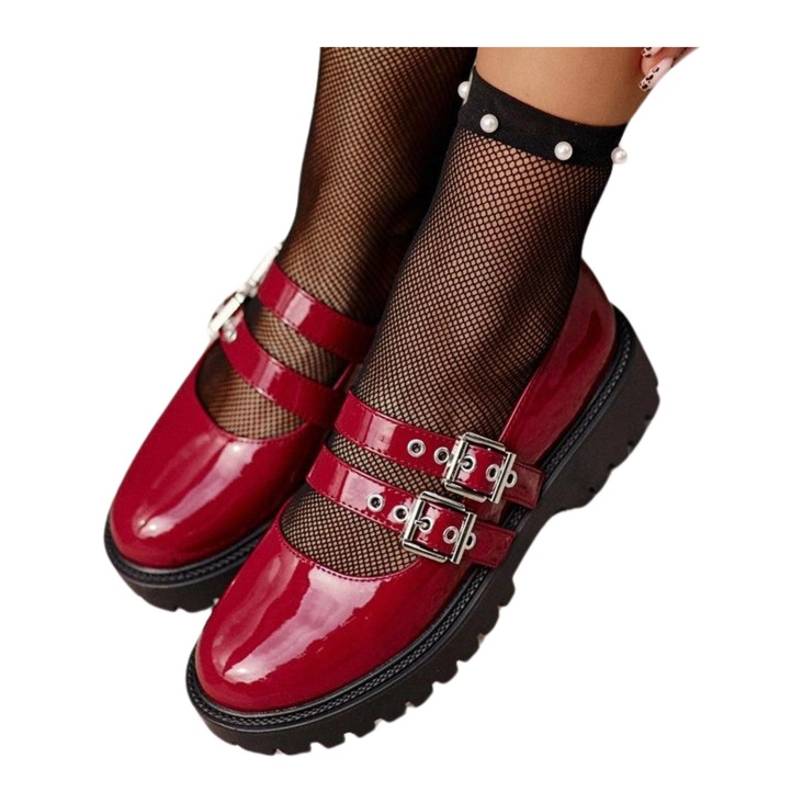 Zapatos Mujer Con Tiras Charol Terione Burdeos rojo