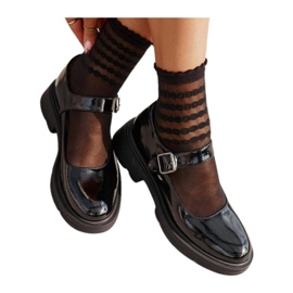 Zapatos mujer charol con hebilla, Negro Plikuria