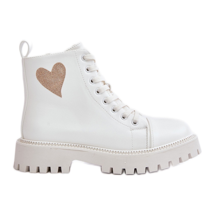 Botines de mujer con cremallera y corazón decorativo, blanco Obeena