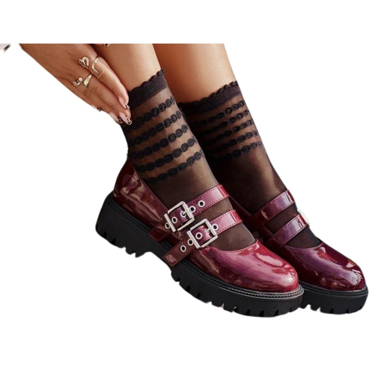 Zapatos Mujer Con Tiras Charol Terione Burdeos rojo