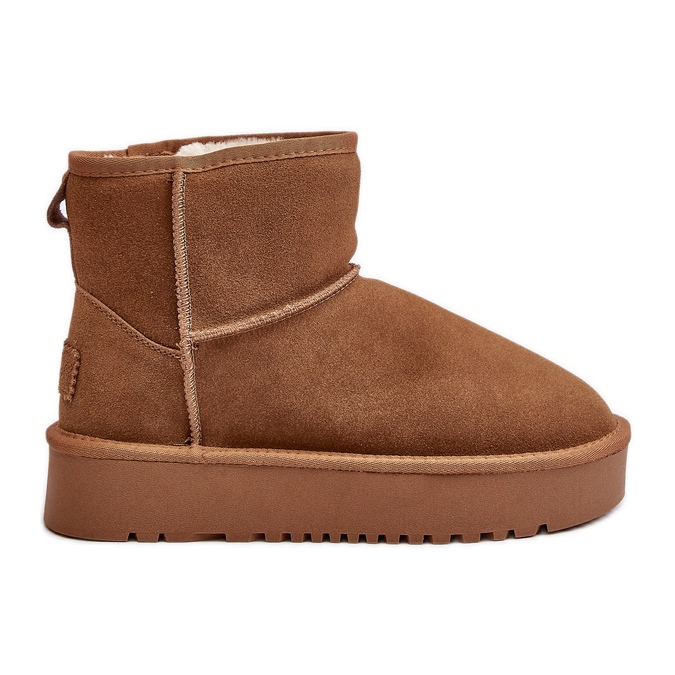 Botas de nieve con plataforma al tobillo de ante y cuero Rianaella color camel beige