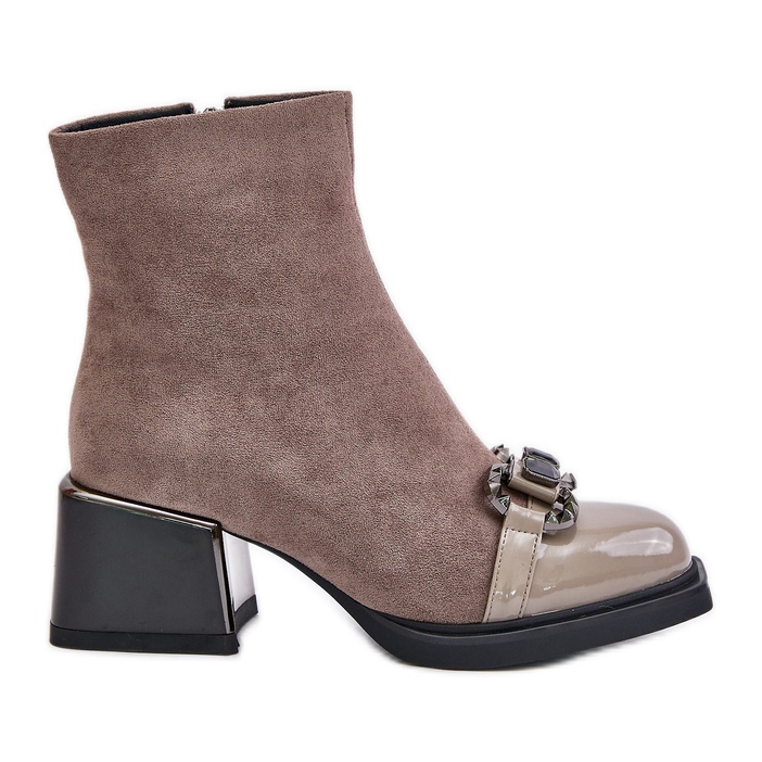 S.Barski Botas Mujer Elegantes Tacón Alto Con Adorno Beige MR880-127