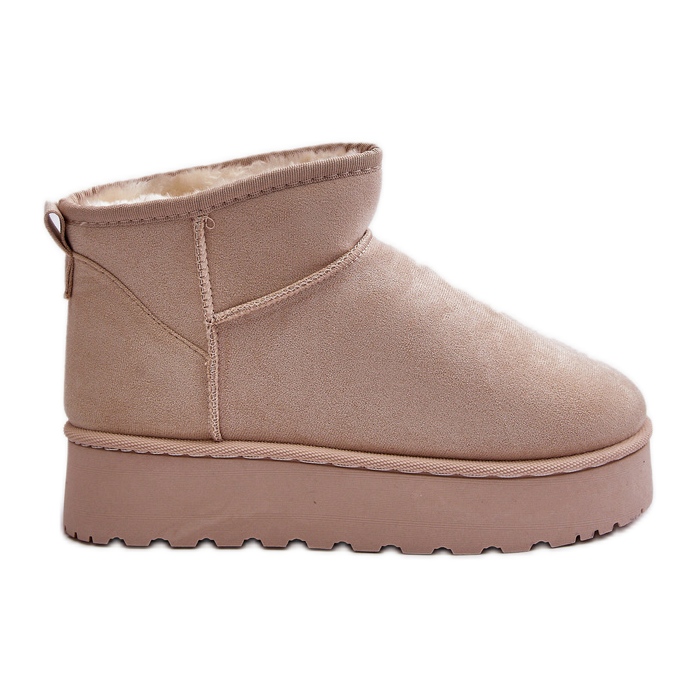 Botas de nieve con plataforma y forro de pelo para mujer, beige claro Xamella