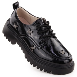 Oxfords de mujer de piel con remaches, negro Artiker 55C1011
