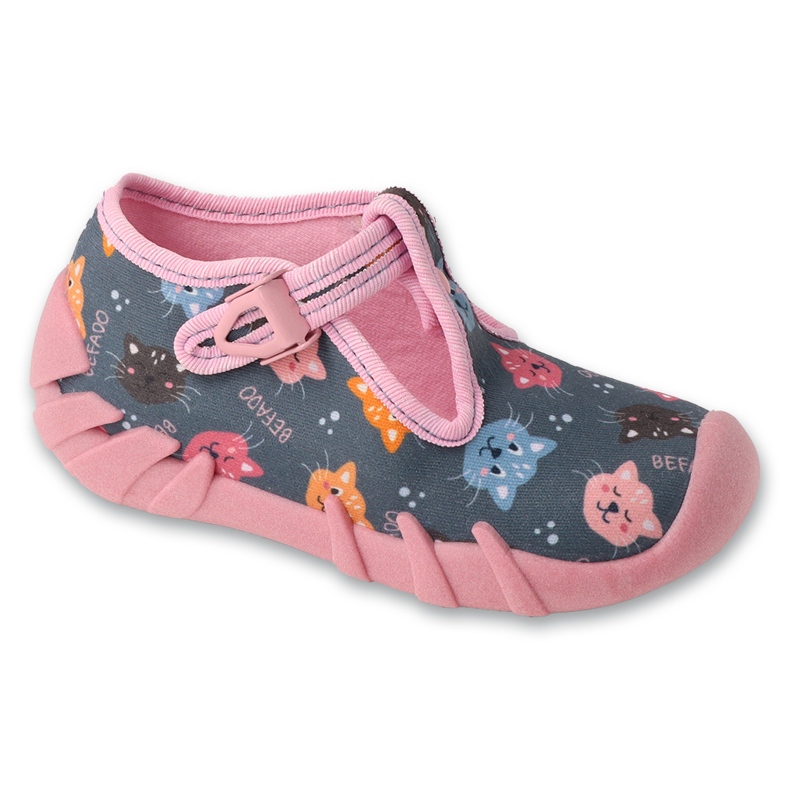 Patrones de pantuflas infantiles befado, cierre 110P502, gris/rosa