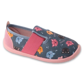 Pantuflas infantiles befado con elástico en la parte inferior 901Y020 gris/rosa