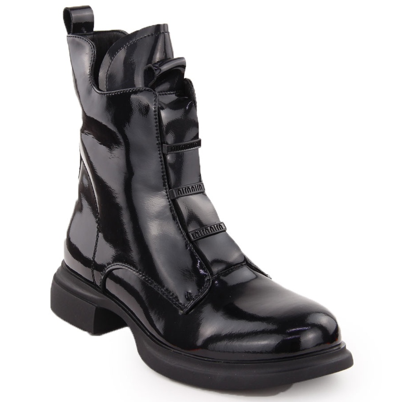 Botas de mujer en charol, negro, Vinceza 66678 Botas de mujer en charol, negro, Vinceza 66678