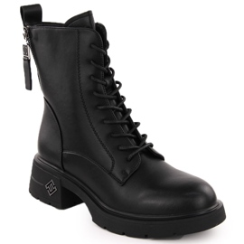 Botas trabajadoras de piel para mujer, color negro, Vinceza 66683