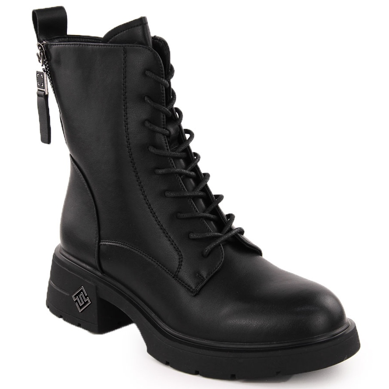 Botas trabajadoras de piel para mujer, color negro, Vinceza 66683