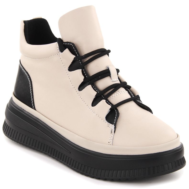 Botas de mujer de piel con aislamiento, beige, Artiker 55C1051