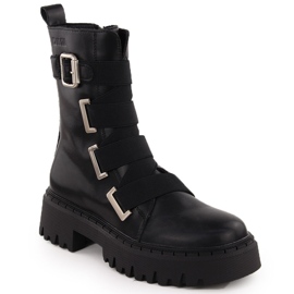 Botas trabajadoras de piel para mujer, negras Big Star OO274A256 negro