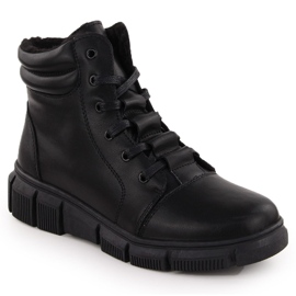 Botas de mujer de piel con plataforma, negras, T.Sokolski Z24-335 negro
