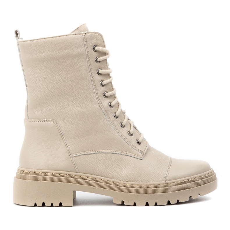 WASAK Botines mujer piel cordones invierno 0640 crudo beige