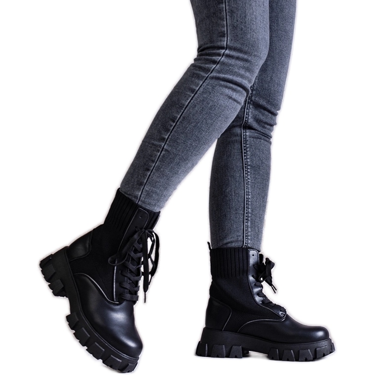 Botines negros con parte superior flexible de Zogba Botines negros con parte superior flexible de Zogba