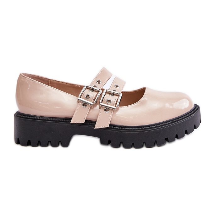 Zapatos Mujer Con Tiras Charol Beige Terione