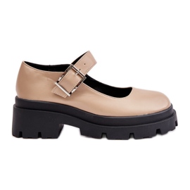 Zapatos de mujer beige con hebilla Plikuria