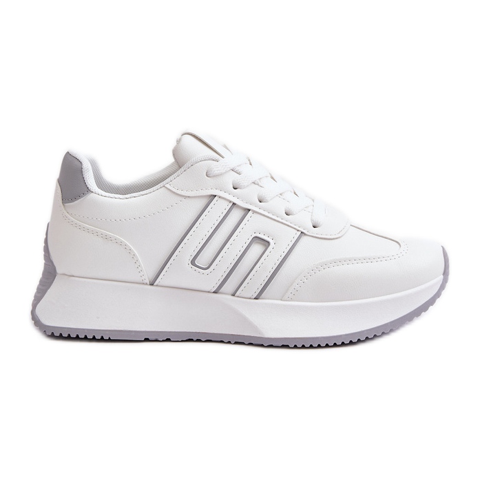Zapatillas de mujer, calzado deportivo con plataforma, blanco y gris Thari