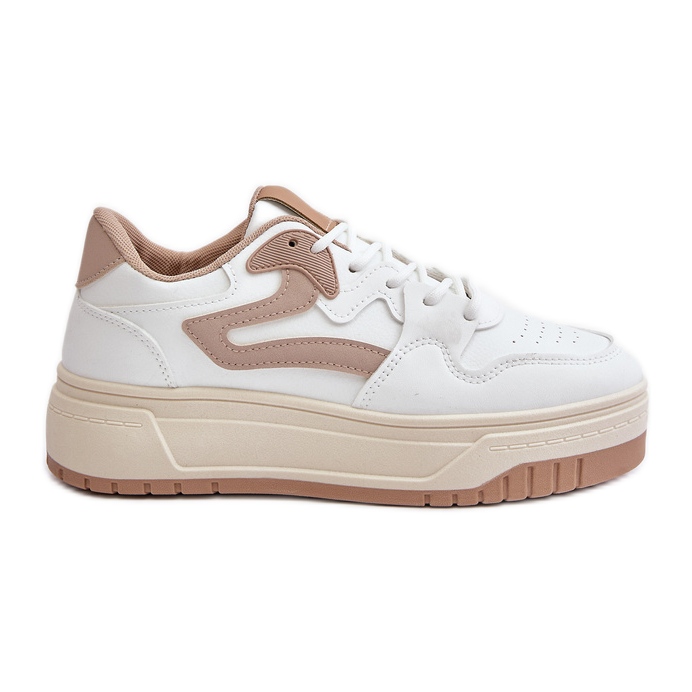 Zapatillas de mujer de piel ecológica con plataforma blanca y beige Henizore blanco Zapatillas de mujer de piel ecológica con plataforma blanca y beige Henizore blanco
