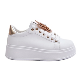 Zapatillas de Mujer con Plataforma y Mariposa, Blancas y Doradas Naritevia blanco