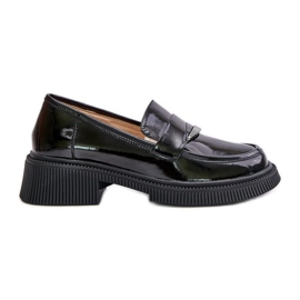 S.Barski Mocasines De Mujer Lacados Mocasines Con Decoración D&amp;A LZ42-031 Negro