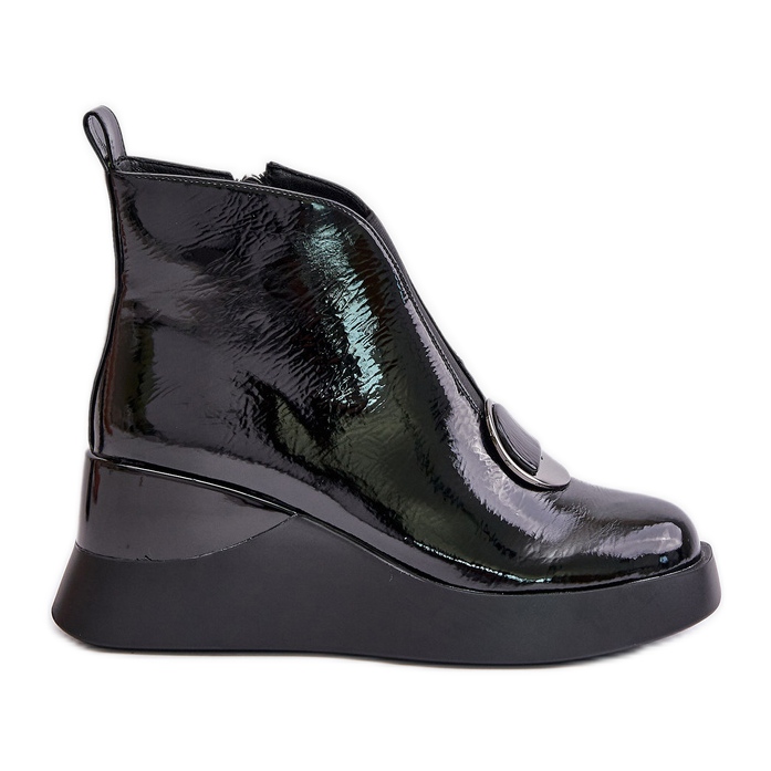 S.Barski Botas de cuña de charol con aislamiento D&amp;A MR880-136 Negro