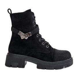 Botas De Trabajador Aisladas Con Decoración S.Barski HY42-281 Negro