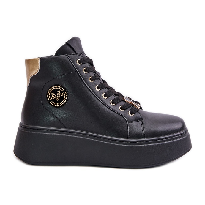 Zapatillas Altas de Mujer en Piel con Plataforma Vinceza 66707 Negro