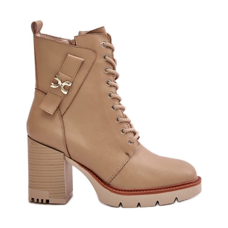 Jezzi Botines aislados beige con detalle dorado Ivarisse