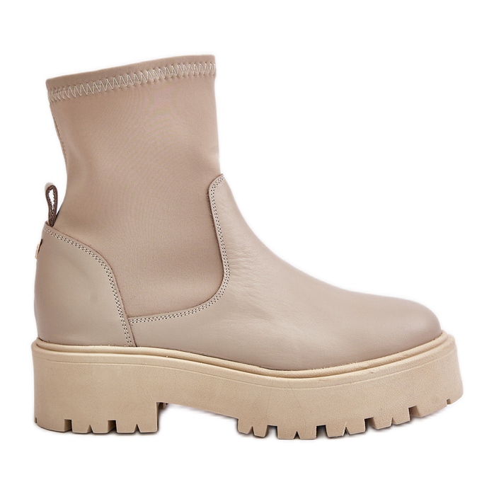 Zazoo 2947 Botas Slip-On para Mujer de Piel Natural, Beige