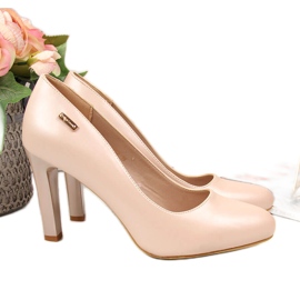 Zapatos de salón con perlas en polvo de Sergio Leone rosa