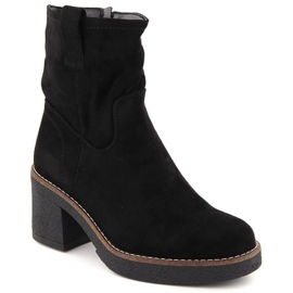 Botines de mujer de ante, negro, Potocki 51302