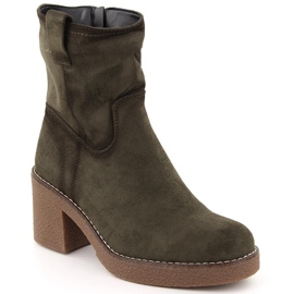Botines de mujer de ante, verde, Potocki 51302