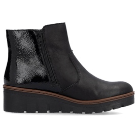 Cómodos botines de mujer charol negro Rieker X9150-00