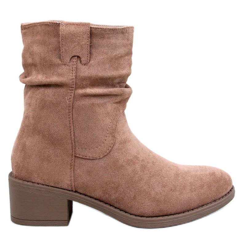 Botines tacón bajo Raney ante caqui beige