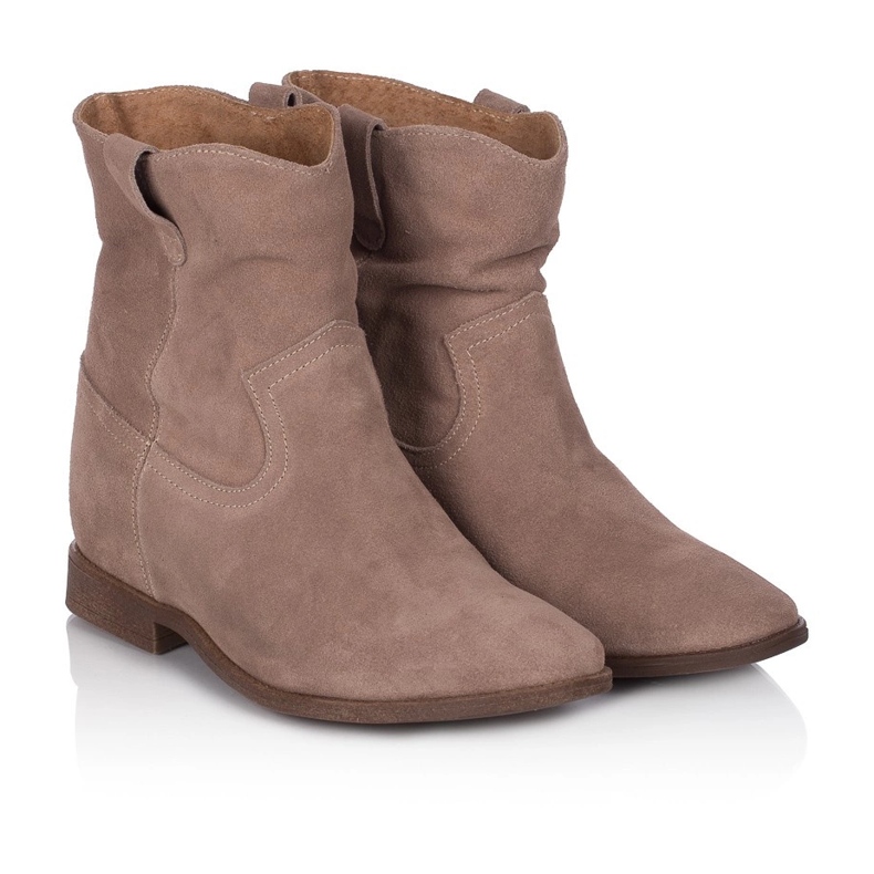 BUTDAM Botines cuña Kwk, piel serraje beige
