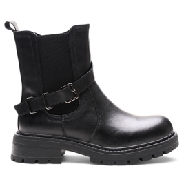 Botines de mujer de piel con hebilla negro Sergio Leone TR719-S